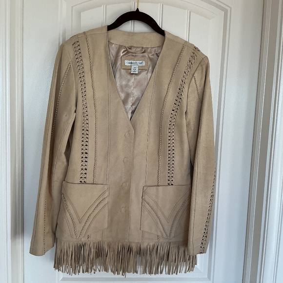 Ladies Coldwater Creek XS leather fringed jacket - Picture 1 of 11